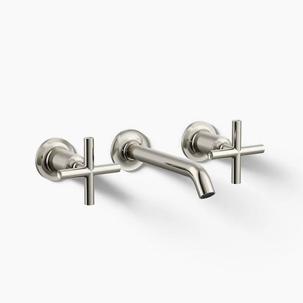 Kohler Purist Wall-mount bathroom sink faucet trim with Cross handles, 1.2 gpm K-T14413-3-SN - Plumbing Market