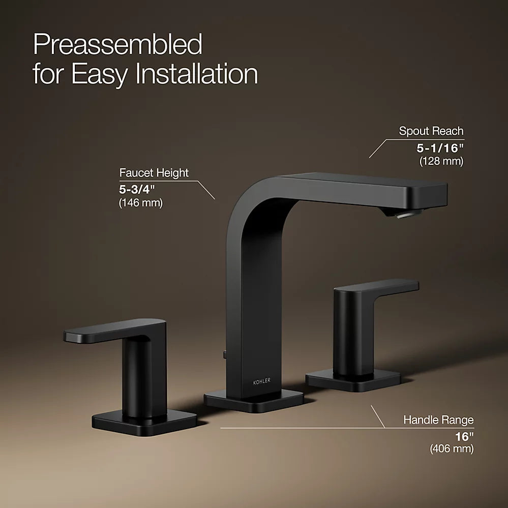 Kohler Parallel Widespread bathroom sink faucet, 0.5 gpm K-23484-4N-BL - Plumbing Market