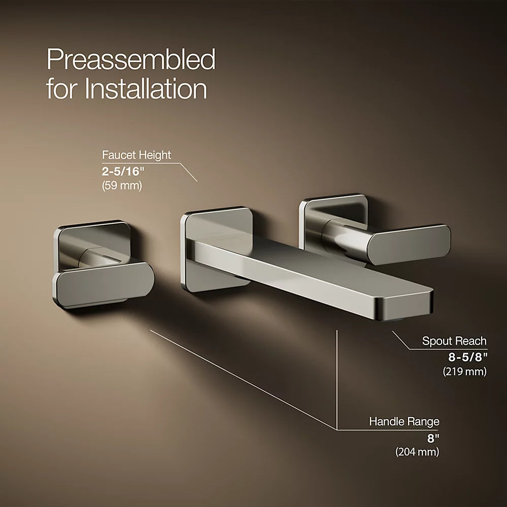 Kohler Parallel Wall-mount bathroom sink faucet trim, 1.2 gpm K-T27120-4-SN - Plumbing Market