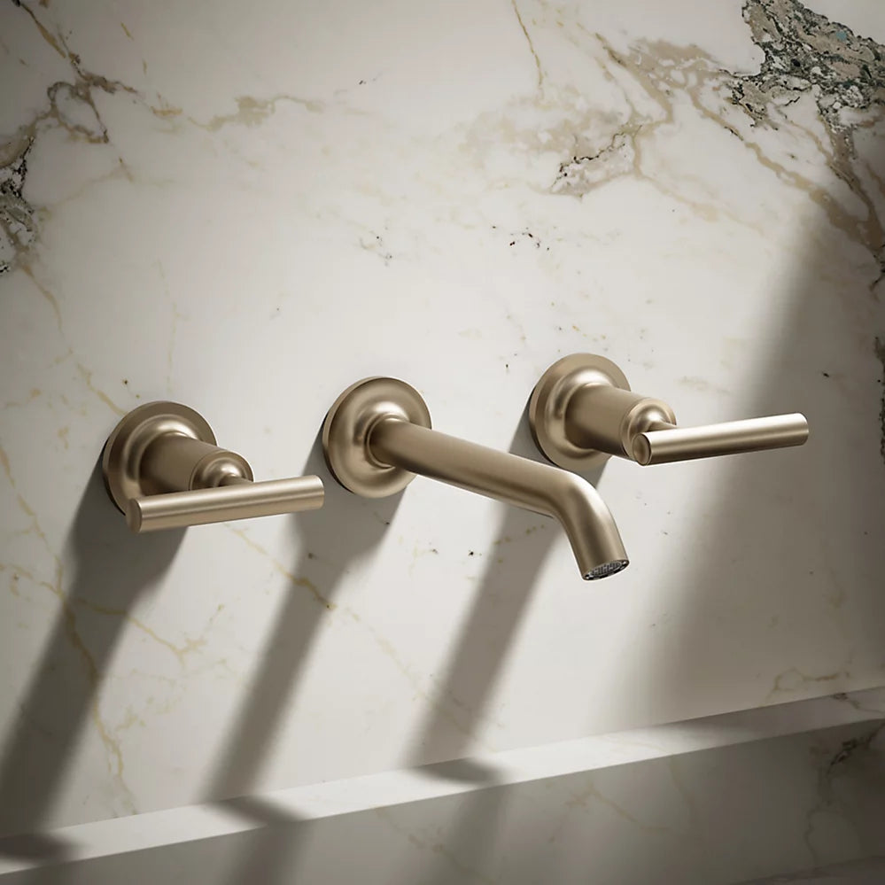 Kohler Purist Wall-mount bathroom sink faucet trim with Lever handles, 1.2 gpm K-T14413-4-BV - Plumbing Market