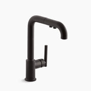 Kohler Purist Pull-out kitchen sink faucet with three-function sprayhead K-7505-BL - Plumbing Market