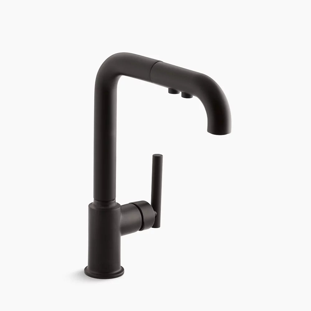 Kohler Purist Pull-out kitchen sink faucet with three-function sprayhead K-7505-BL - Plumbing Market