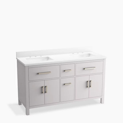 Kohler Kresla 60" bathroom vanity cabinet with sinks and quartz top K-40641-BD1-AGA - Plumbing Market