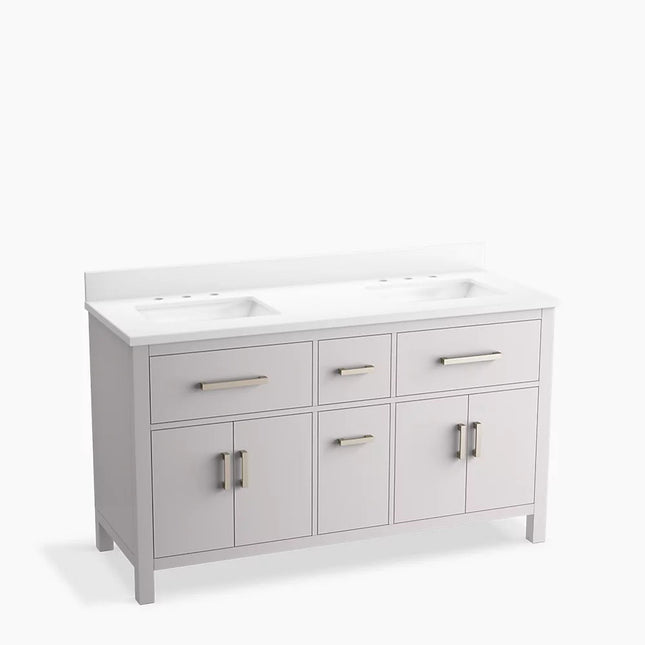 Kohler Kresla 60" bathroom vanity cabinet with sinks and quartz top K-40641-BD1-AGA - Plumbing Market