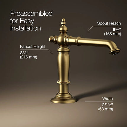 Kohler Artifacts Bathroom sink faucet spout with Column design, 1.2 gpm K-72760-2MB - Plumbing Market