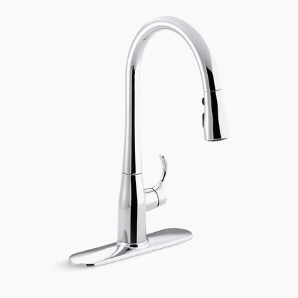 Kohler Simplice Pull-down kitchen sink faucet with three-function sprayhead K-596-CP - Plumbing Market