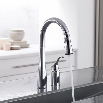 Kohler Simplice Pull-down bar sink faucet with three-function sprayhead K-649-BL - Plumbing Market