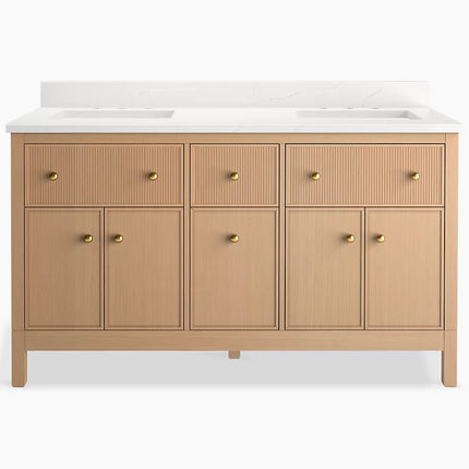 Kohler Malin by Studio McGee 60" bathroom vanity cabinet with sinks and quartz top K-35022-SWK - Plumbing Market