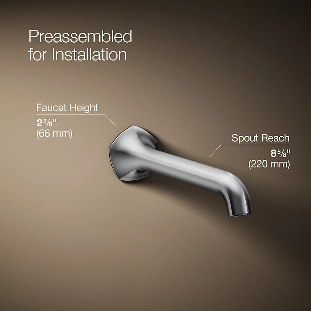 Kohler Occasion Wall-mount bathroom sink faucet spout with Straight design, 1.2 gpm K-T27011-ND-CP - Plumbing Market