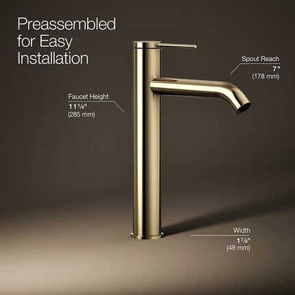Kohler Components Tall single-handle bathroom sink faucet, 1.2 gpm K-77959-4A-AF - Plumbing Market