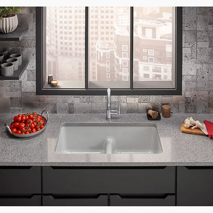 Kohler Iron/Tones Smart Divide 33" top-/undermount double-bowl kitchen sink K-5312-NY - Plumbing Market