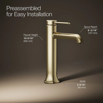 Kohler Occasion Tall single-handle bathroom sink faucet, 0.5 gpm K-27003-4N-AF - Plumbing Market
