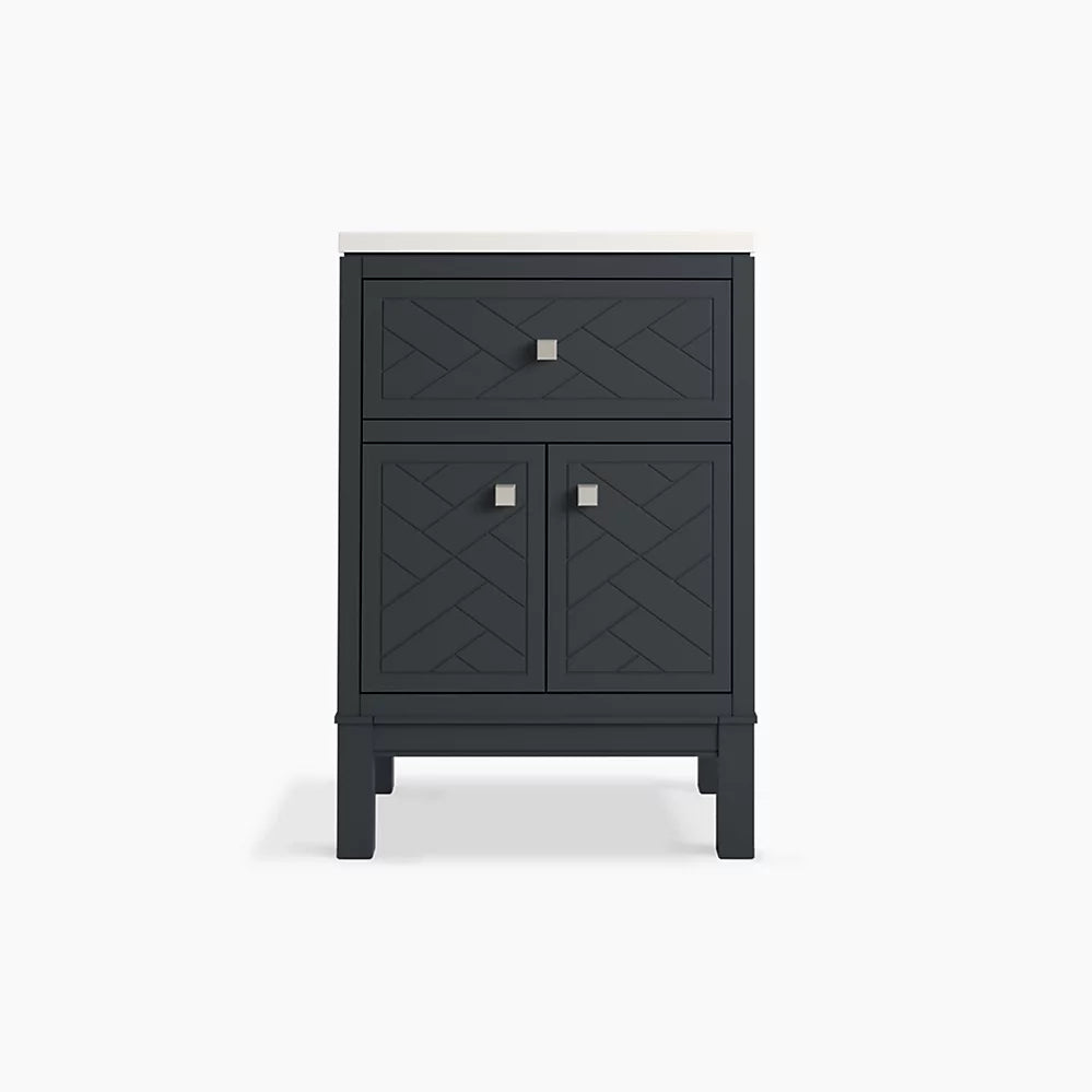 Kohler Beauxline 24" bathroom vanity cabinet with sink and quartz top K-33530-ASB-0 - Plumbing Market