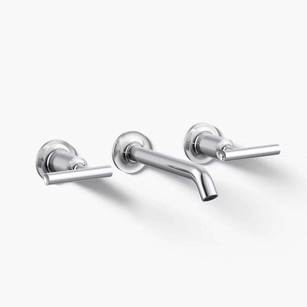 Kohler Purist Wall-mount bathroom sink faucet trim with Lever handles, 1.2 gpm K-T14413-4-CP - Plumbing Market