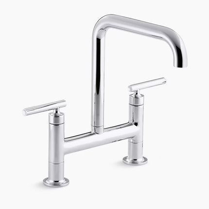 Kohler Purist Two-hole bridge kitchen sink faucet K-7547-4-CP - Plumbing Market