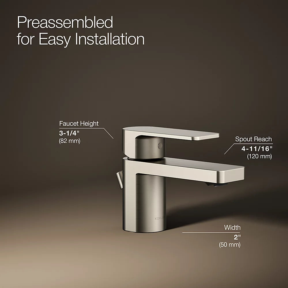 Kohler Parallel Low single-handle bathroom sink faucet, 0.5 gpm K-24804-4N-BN - Plumbing Market