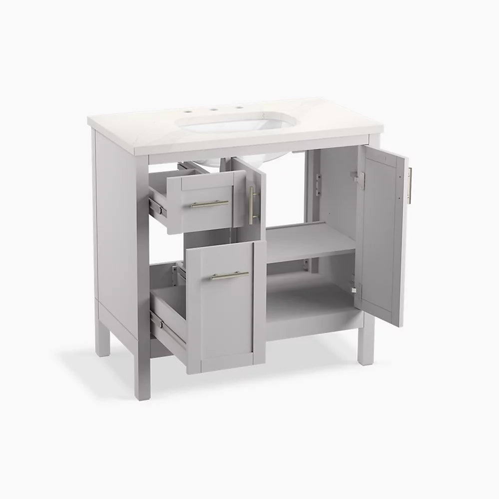 Kohler Hadron 36" bathroom vanity cabinet with sink and quartz top K-39605-ASB-AGA - Plumbing Market