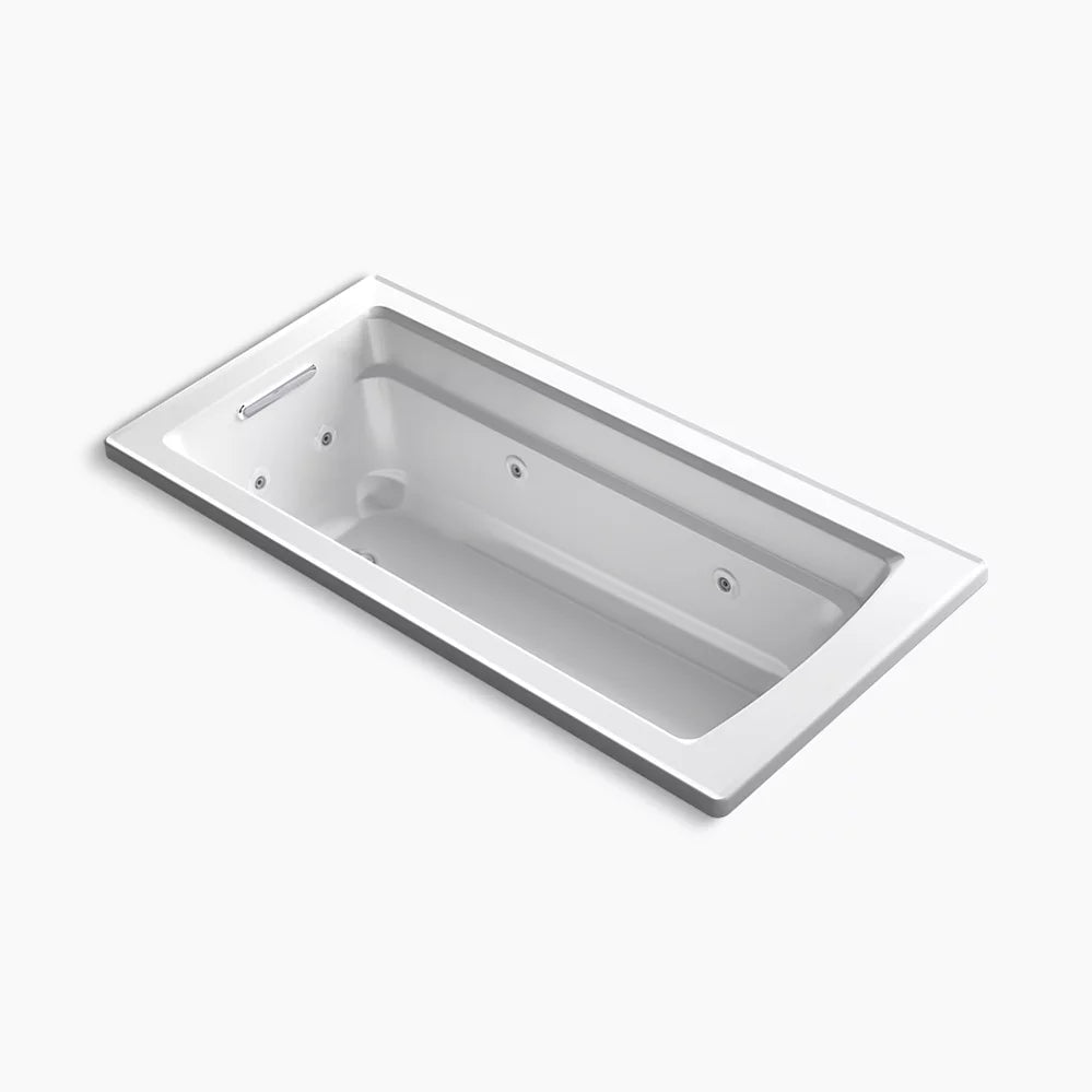 Kohler Archer 66" x 32" drop-in whirlpool bath with Bask heated surface K-1949-W1-0 - Plumbing Market