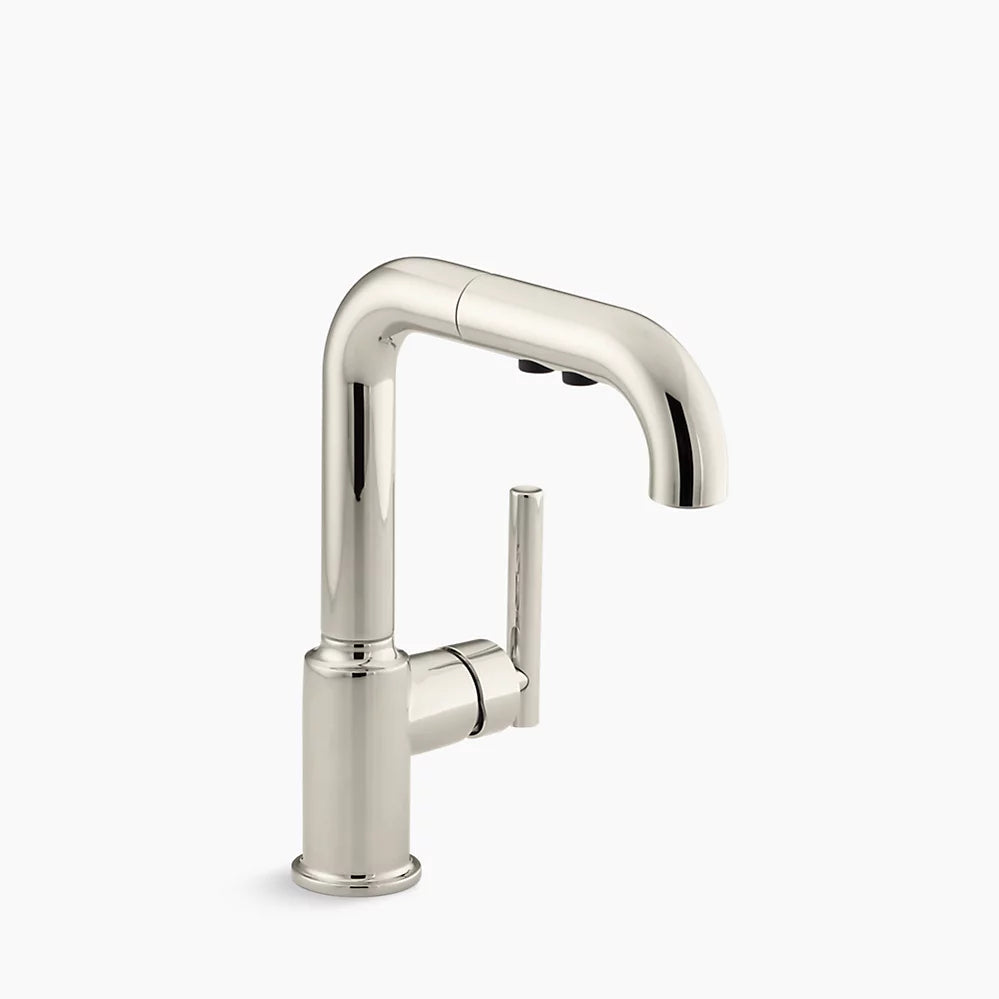 Kohler Purist Pull-out kitchen sink faucet with three-function sprayhead K-7506-SN - Plumbing Market