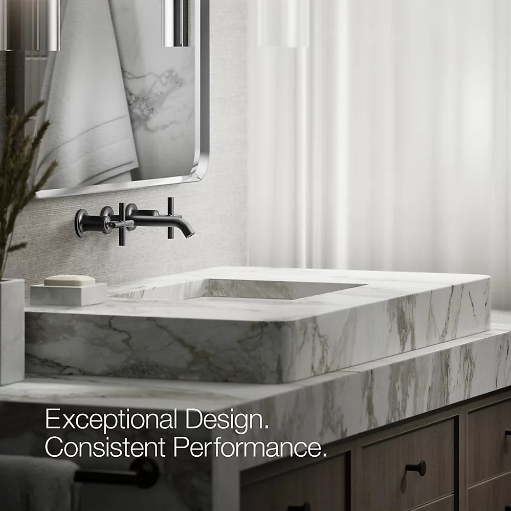 Kohler Purist Wall-mount bathroom sink faucet trim with Cross handles, 1.2 gpm K-T14413-3-BL - Plumbing Market
