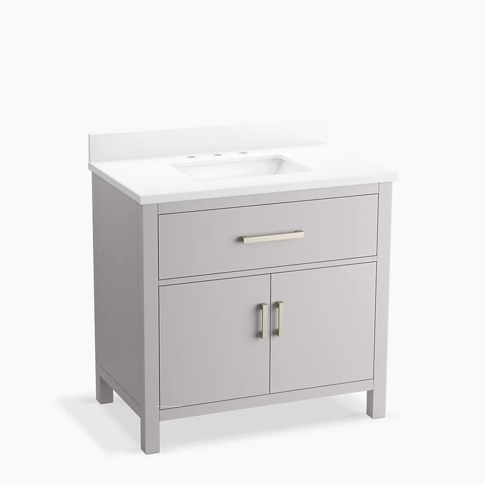 Kohler Kresla 36" bathroom vanity cabinet with sink and quartz top K-40639-BD1-AGA - Plumbing Market