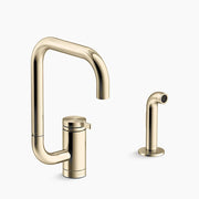 Kohler Components Single-handle kitchen sink faucet with two-function extended-reach spout and side sprayer K-28274-AF - Plumbing Market