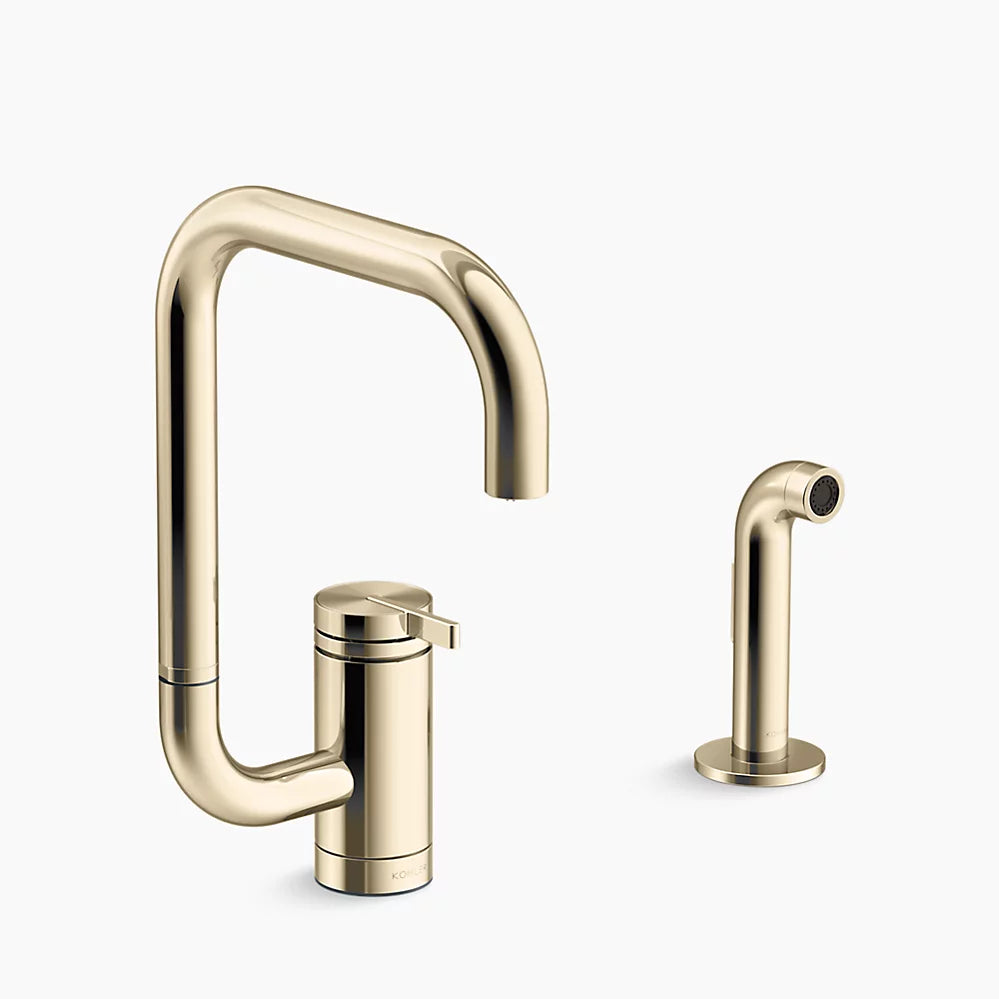 Kohler Components Single-handle kitchen sink faucet with two-function extended-reach spout and side sprayer K-28274-AF - Plumbing Market
