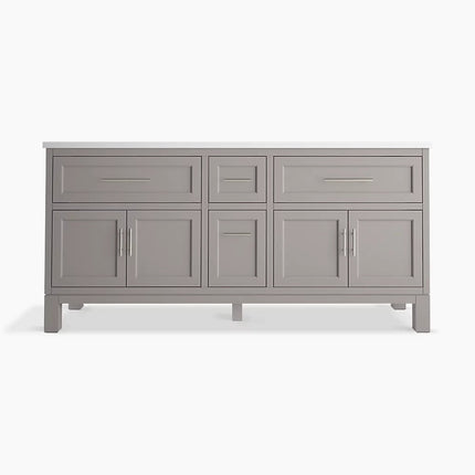 Kohler Quo 72" bathroom vanity cabinet with sinks and quartz top K-31247-ASB-1WT - Plumbing Market