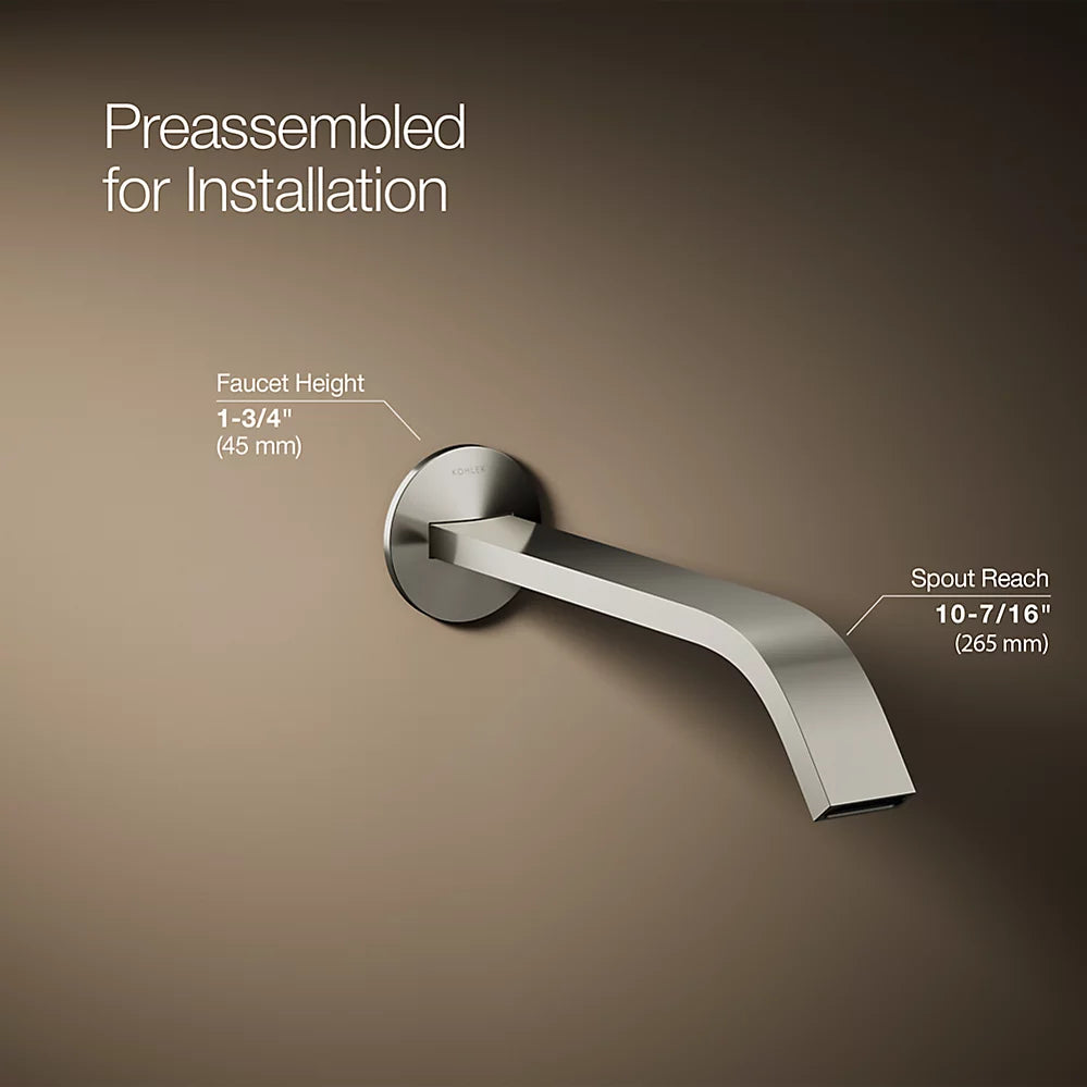 Kohler Components Wall-mount bathroom sink faucet spout with Ribbon design, 1.2 gpm K-T23888-SN - Plumbing Market