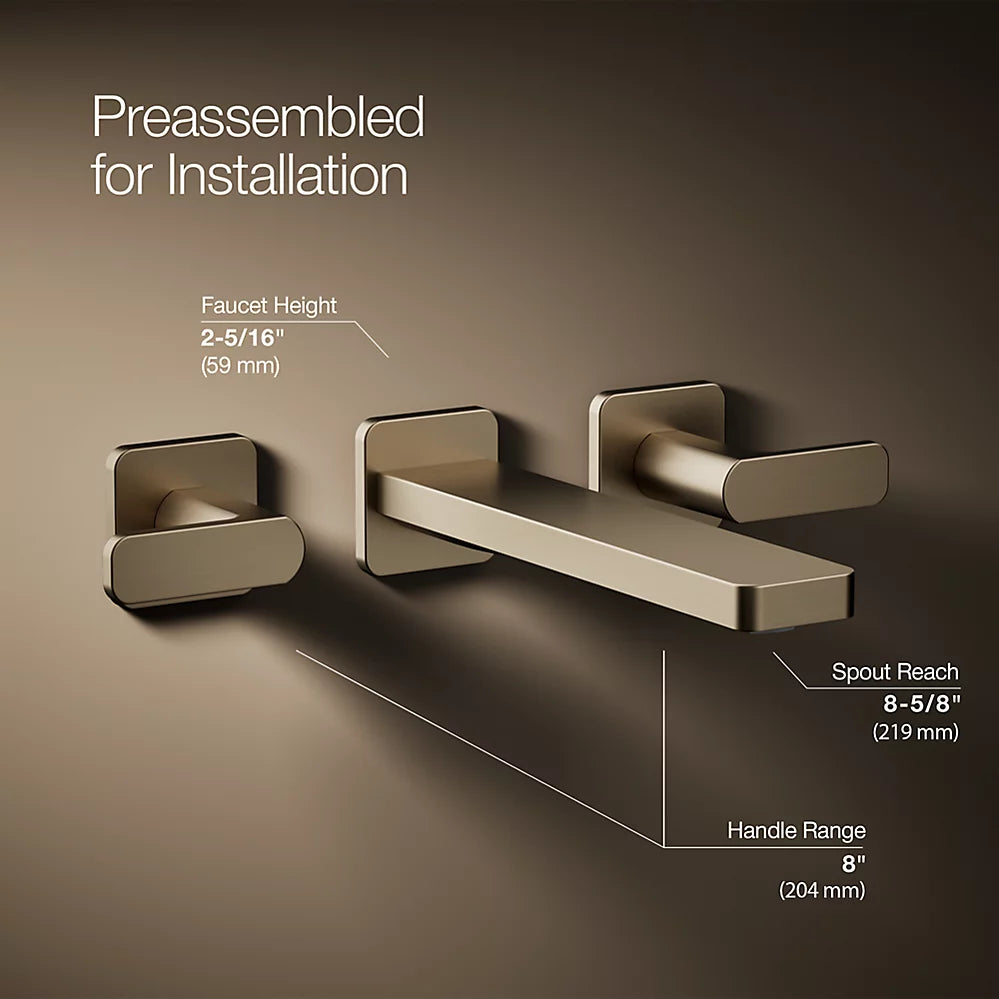 Kohler Parallel Wall-mount bathroom sink faucet trim, 1.2 gpm K-T27120-4-BV - Plumbing Market