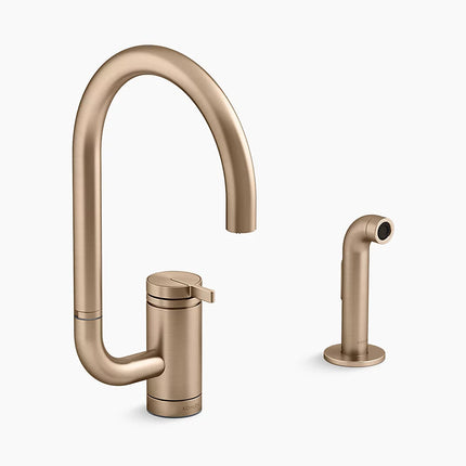 Kohler Components Single-handle kitchen sink faucet with two-function extended-reach spout and side sprayer K-28272-BV - Plumbing Market