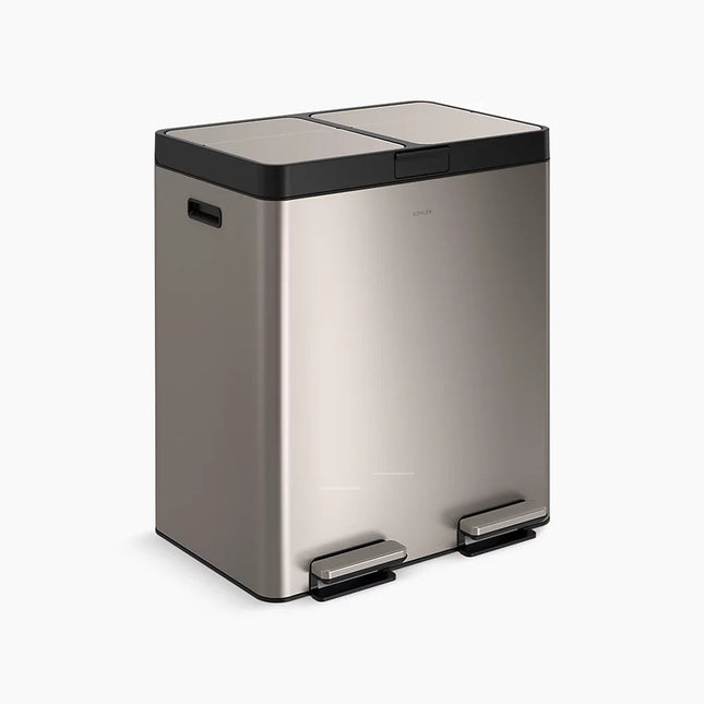 Kohler 82-liter stainless steel dual-bin step trash can K-23828-ST - Plumbing Market