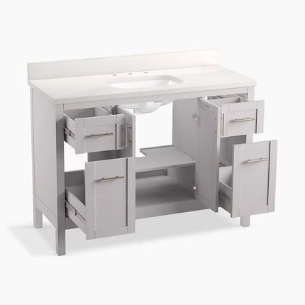 Kohler Hadron 48" bathroom vanity cabinet with sink and quartz top K-39606-ASB-AGA - Plumbing Market