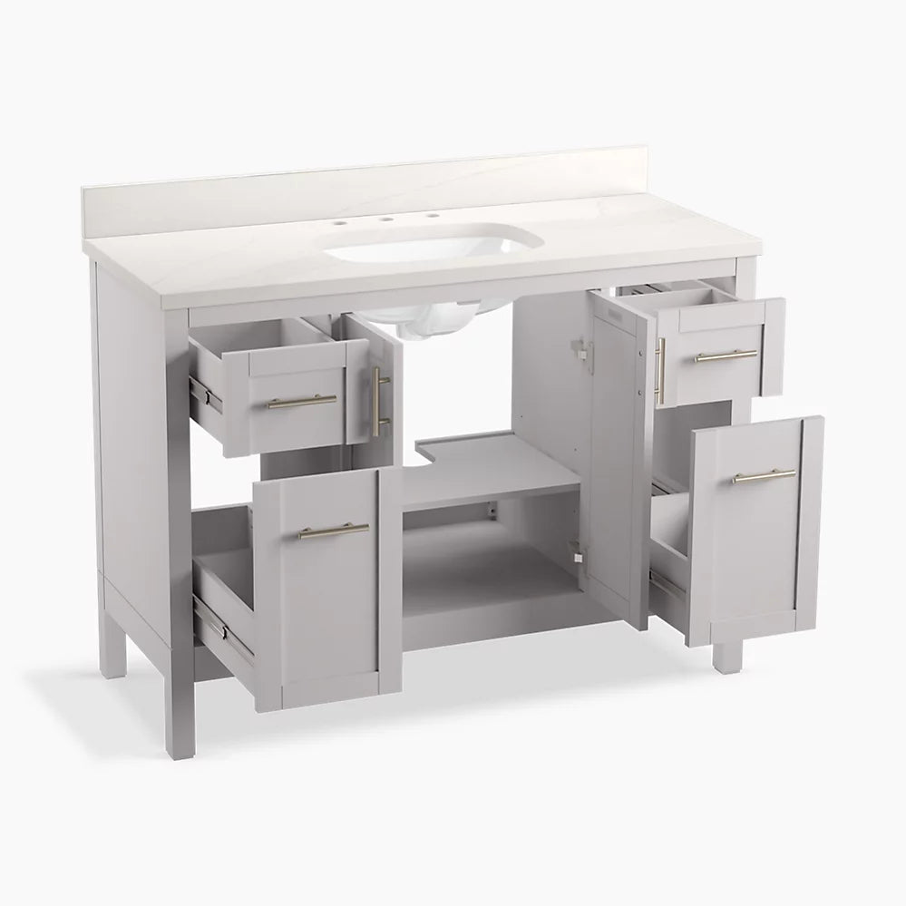 Kohler Hadron 48" bathroom vanity cabinet with sink and quartz top K-39606-ASB-AGA - Plumbing Market