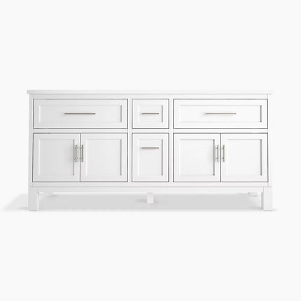 Kohler Quo 72" bathroom vanity cabinet with sinks and quartz top K-31247-ASB-0 - Plumbing Market