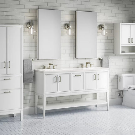 Kohler Winnow 60" bathroom vanity cabinet with sinks and quartz top K-33581-ASB-0 - Plumbing Market