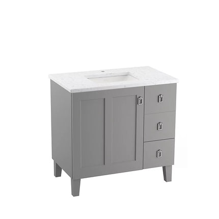 Kohler Poplin 36" bathroom vanity cabinet K-99533-LGR-1WT - Plumbing Market