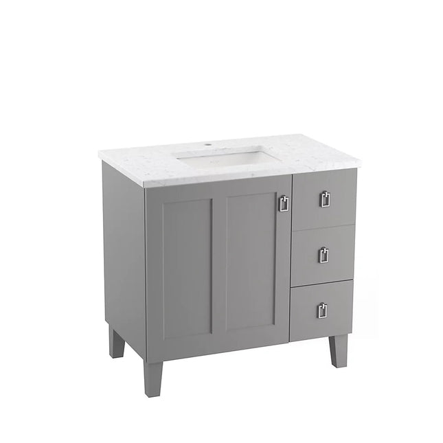 Kohler Poplin 36" bathroom vanity cabinet K-99533-LGR-1WT - Plumbing Market