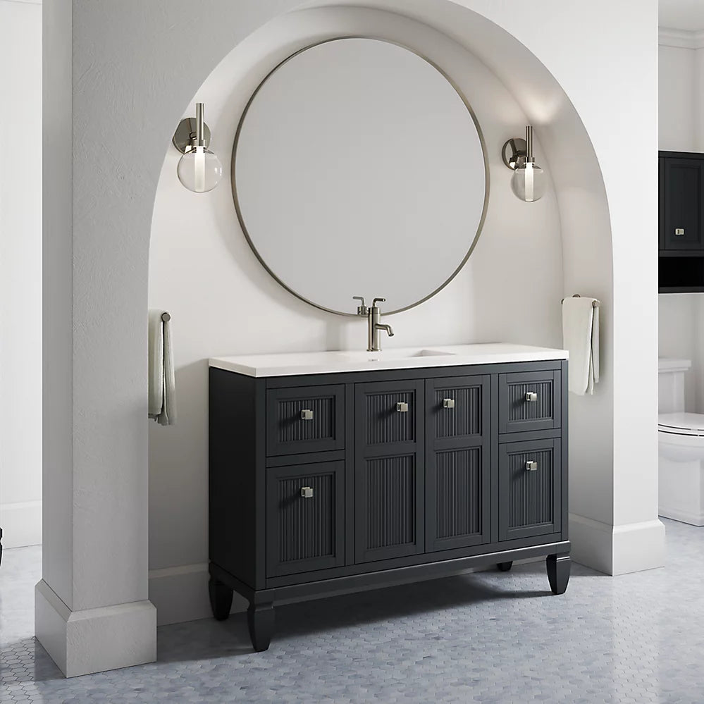 Kohler Hearthaven 48" bathroom vanity cabinet with sink and quartz top K-33538-ASB-1WX - Plumbing Market