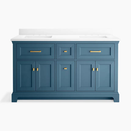 Kohler Charlemont 60" bathroom vanity cabinet with sinks and quartz top K-29263-BD1-TDB - Plumbing Market