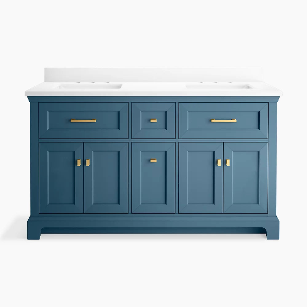 Kohler Charlemont 60" bathroom vanity cabinet with sinks and quartz top K-29263-BD1-TDB - Plumbing Market