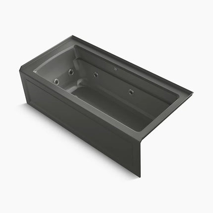 Kohler Archer 66" x 32" alcove Heated BubbleMassage air bath and whirlpool, right drain K-1949-XGHRA-58 - Plumbing Market