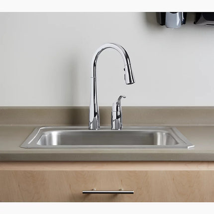 Kohler Simplice Pull-down kitchen sink faucet with three-function sprayhead K-647-CP - Plumbing Market