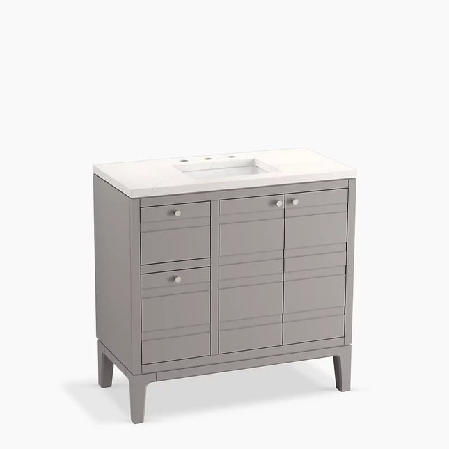 Kohler Helst 36" bathroom vanity cabinet with sink and quartz top K-33526-ASB-1WT - Plumbing Market