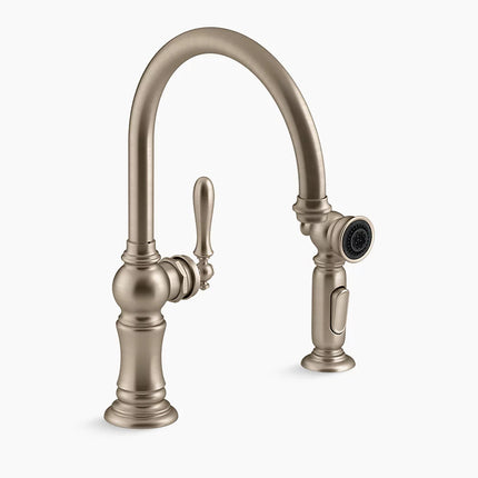 Kohler Artifacts Single-handle kitchen sink faucet with two-function sprayhead K-99262-BV - Plumbing Market