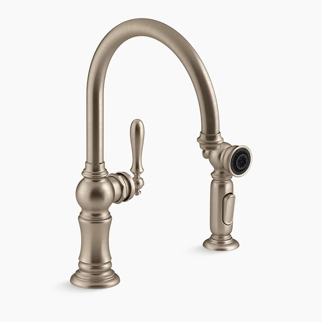 Kohler Artifacts Single-handle kitchen sink faucet with two-function sprayhead K-99262-BV - Plumbing Market