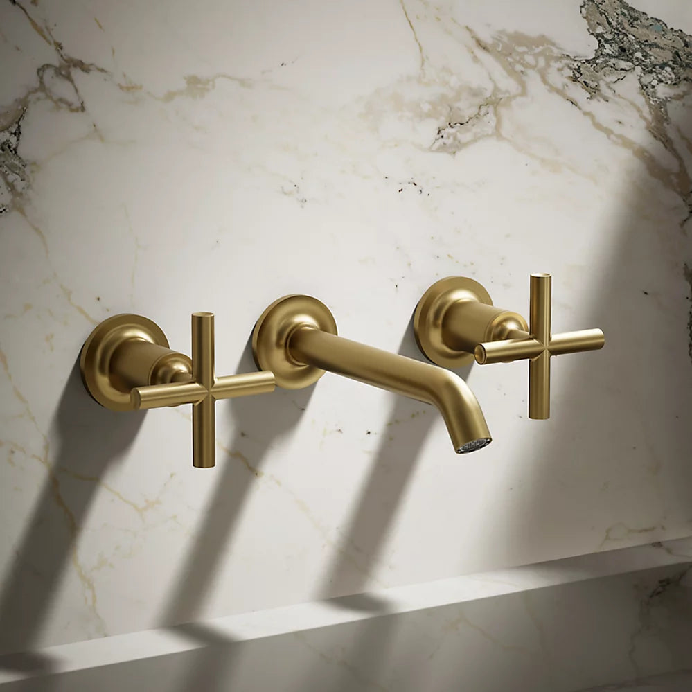 Kohler Purist Wall-mount bathroom sink faucet trim with Cross handles, 1.2 gpm K-T14413-3-2MB - Plumbing Market