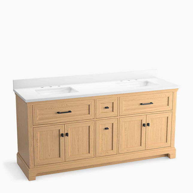 Kohler Charlemont 72" bathroom vanity cabinet with sinks and quartz top K-29264-BD1-WEK - Plumbing Market