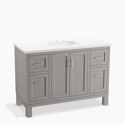 Kohler Quo 48" bathroom vanity cabinet with sink and quartz top K-28383-ASB-1WT - Plumbing Market