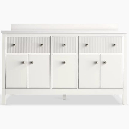 Kohler Malin by Studio McGee 60" bathroom vanity cabinet with sinks and quartz top K-35022-0 - Plumbing Market